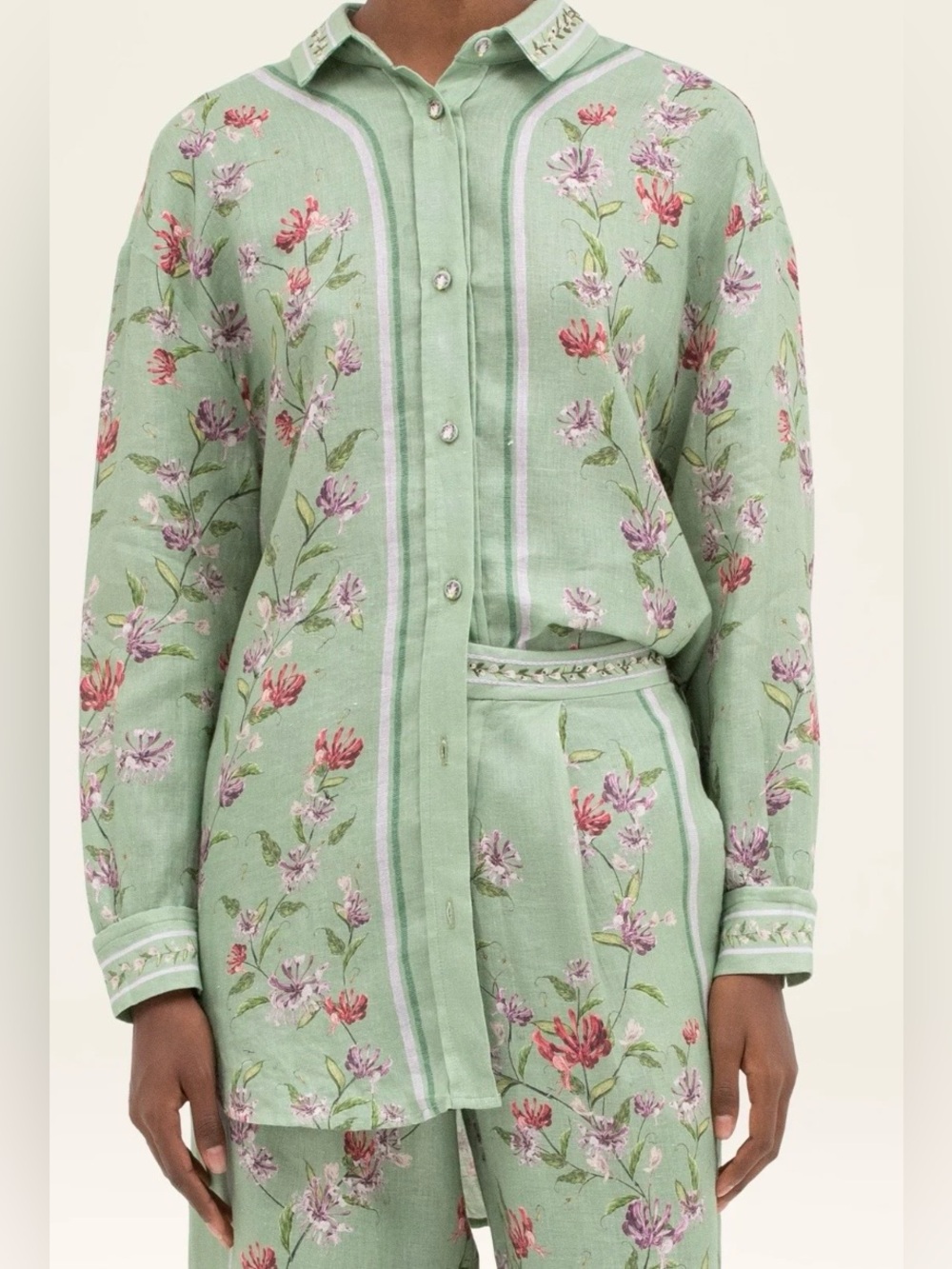 AGUA BY AGUA BENDITA Colombian Tropical Cecilia Honeysuckle Button-Down Shirt